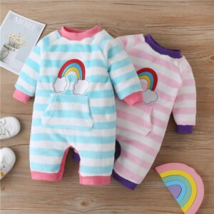 Rainbow Pattern Stripes Jumpsuit for Baby Girl