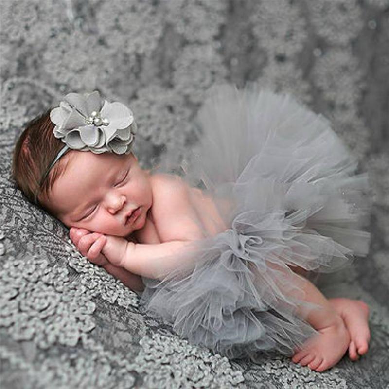 2-piece Solid Tutu Dress Baby Photographic Clothing & Headband