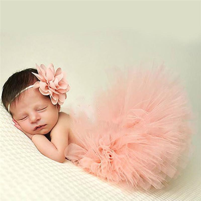 2-piece Solid Tutu Dress Baby Photographic Clothing & Headband