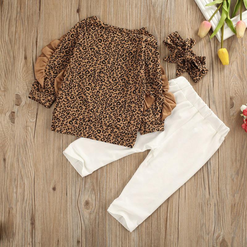 3-piece Leopard Printed Blouse with Headband & Pants for Toddle Girl