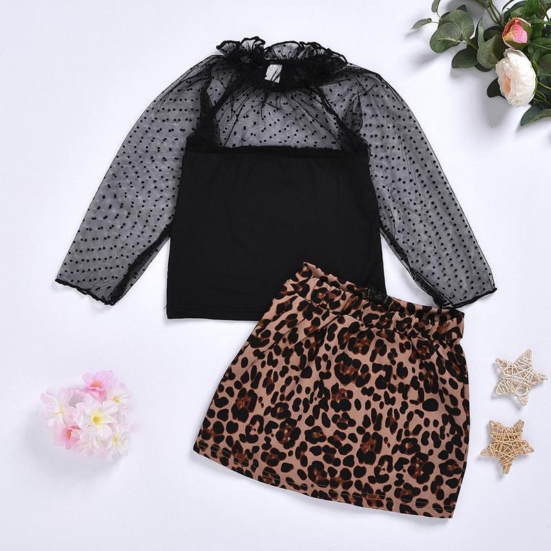 2-piece Casual Solid Tops & Leopard Shorts for Toddler Girl