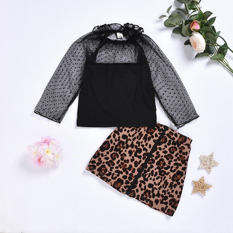 2-piece Casual Solid Tops & Leopard Shorts for Toddler Girl