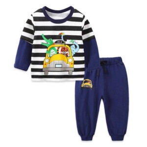 2-piece Cartoon Design Sweatshirts & Pants for Toddler Boy