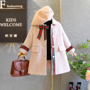Casual Bownot Decor Striped Coat for Toddler Girl