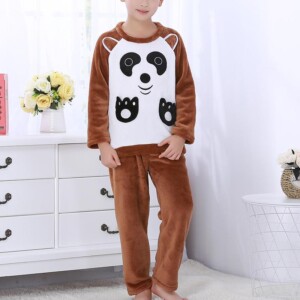 2-piece Panda Pattern Fleece-lined Pajamas Sets for Boy