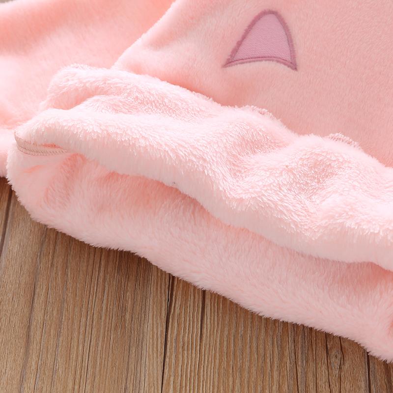 2-piece Animal Pattern Fleece-lined Pajamas Sets for Toddler Girl