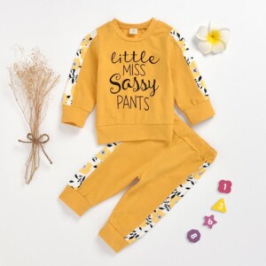 2-piece Letter Pattern Sweatshirts & Pants for Baby Girl