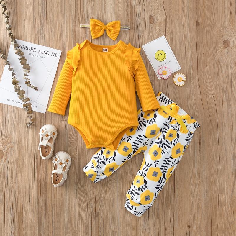 3-Piece Floral Pattern Suit for Baby Girl