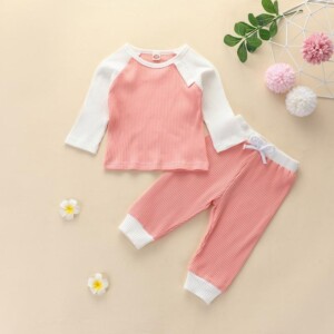2-piece Color-block Tops & Pants for Baby