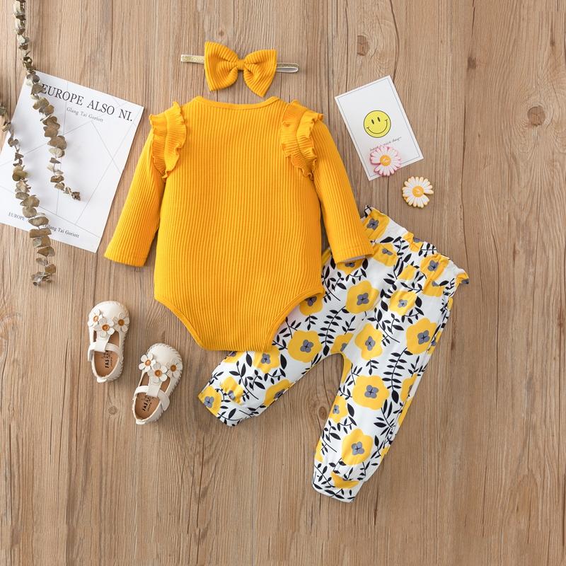 3-Piece Floral Pattern Suit for Baby Girl