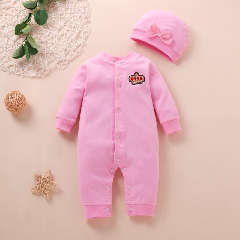2-piece bowknot Crown Pattern Jumpsuit for Baby Girl