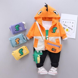 2-piece Cartoon Design Hooded Coat & Pants for Toddler Boy