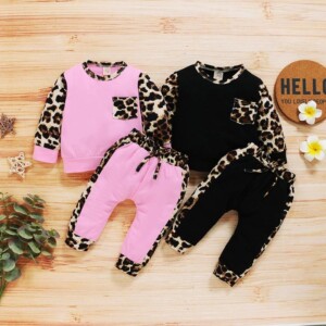 2-piece Leopard Tops & Pants for Baby Girl