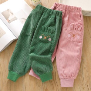 Rabbit Pattern Knit Pants for Toddler Girl
