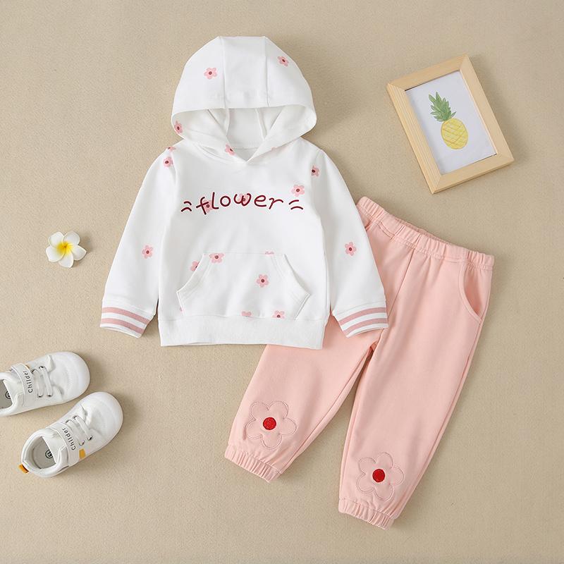 2-piece Letter Pattern Hoodie &amp; Pants for Baby Girl