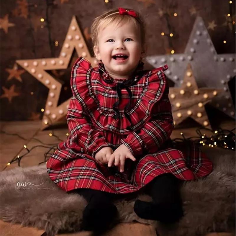 2-piece Plaid Christmas Pattern Dress Set for Toddler Girl