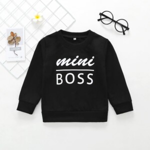 Basic Mini Boss Letter O-neck Sweatshirt