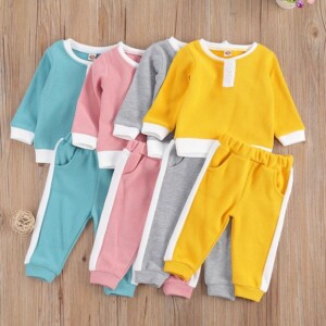 2-piece Color-block Pattern Suit for Toddler Girl