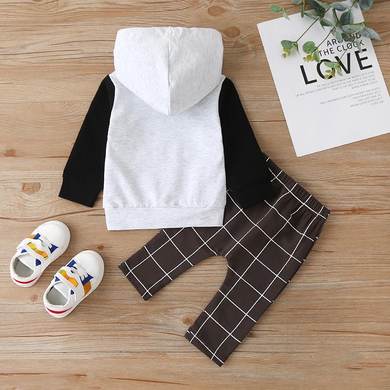 2-piece  Letter Pattern & Plaid Pants for Baby Boy