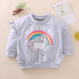 Sweet Rainbow Pattern Sweatshirts for Baby Girl