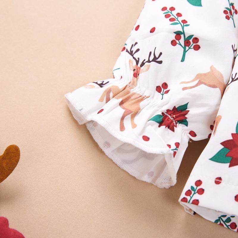 2-piece Christmas Deer Pattern Shirt & strap dress for Toddler Girl
