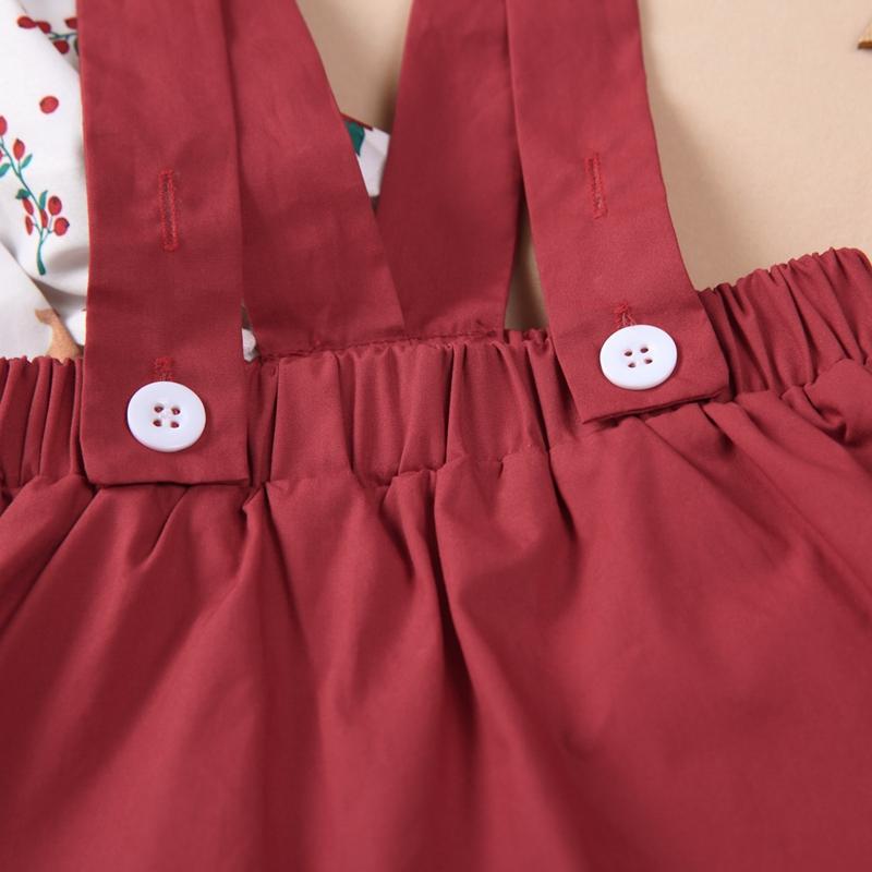 2-piece Christmas Deer Pattern Shirt & strap dress for Toddler Girl
