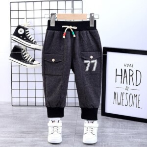 Numbers Pattern Knit Pants for Toddler Boy