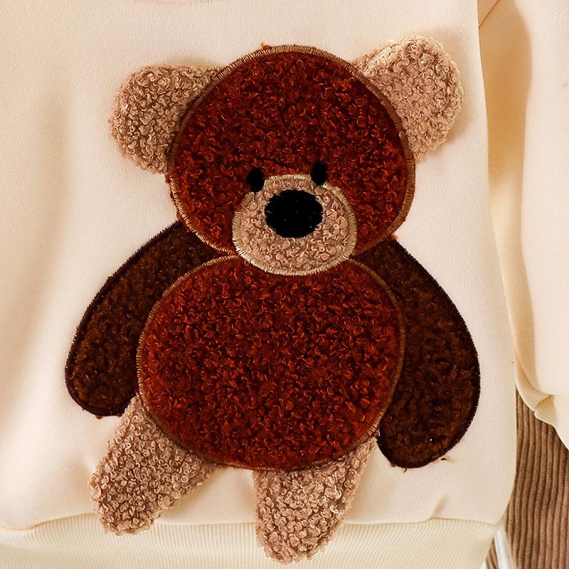 2-piece Bear Pattern Extra Thick Suit for Toddler Girl