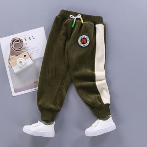 Color-block Flannel Sports Pants for Toddler Boy