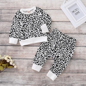 2-piece Leopard Sweatshirt & Pants for Baby Girl