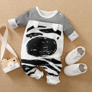 Zebra Stripe Print Jumpsuit for Baby Boy