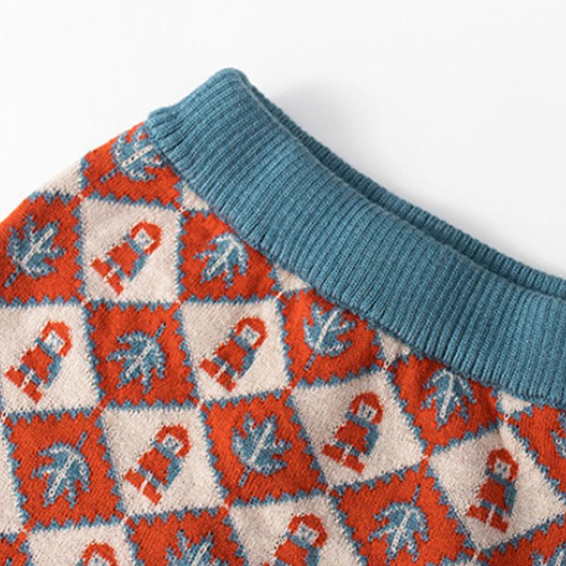 2-piece  Geometric Figure Sweater cardigan & Sweater Skirt for Girl