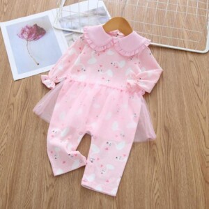 Swan Pattern Jumpsuit for Baby Girl