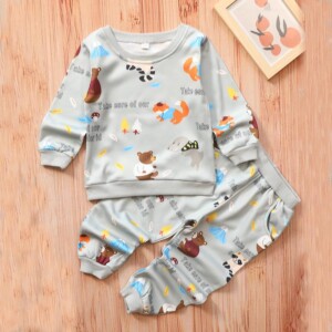2-piece Cartoons Pattern Suit for Toddler Boy