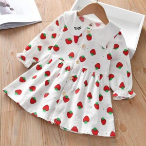 Strawberry Printed Dress for Toddler Girl