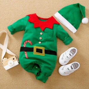2-piece Christmas Jumpsuit & Hat for Baby Boy