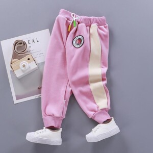 Color-block Sports Flannel Pants for Toddler Girl