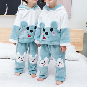 2-piece Animal Pattern Flannel Pattern Home Set for Toddler Girl