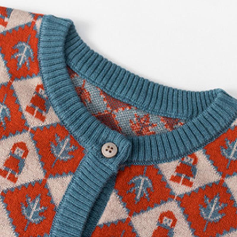 2-piece Geometric Figure Sweater cardigan & Sweater Skirt for Girl