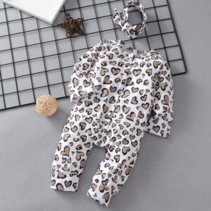 2-piece Leopard Jumpsuit & Headband for Baby Girl