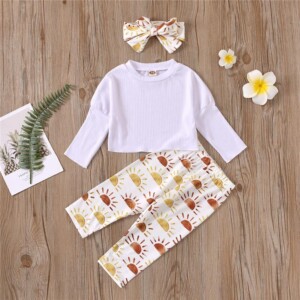 2-piece Hoodie & Sun Pattern Pants for Baby Girl