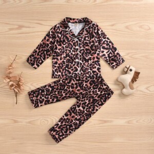2-piece Leopard Pajamas Sets for Toddler Girl