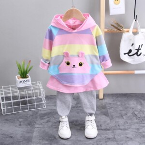 2-piece Color-block Hoodie & Pants for Toddler Girl