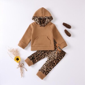 2-piece Leopard Pattern Thick Suit for Baby