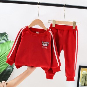 2-piece Cartoon Pattern Extra Thick Suit for Toddler Girl