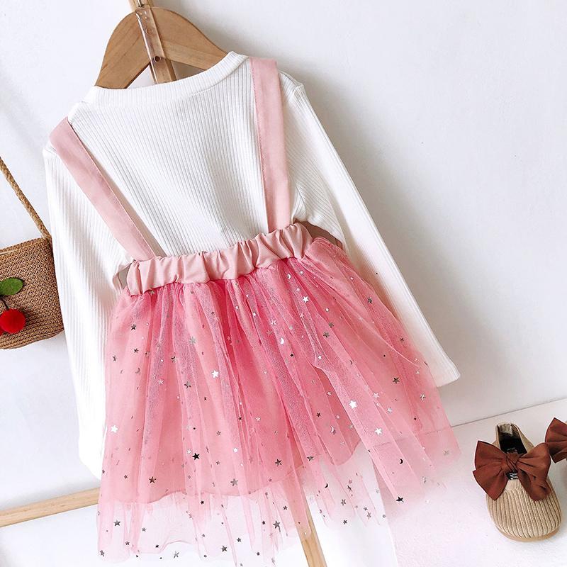 2-piece Bow Mesh Dress Set for Toddler Girl