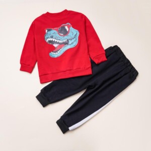 2-piece Dinosaur Pattern Sweatshirts & Pants for Toddler Boy