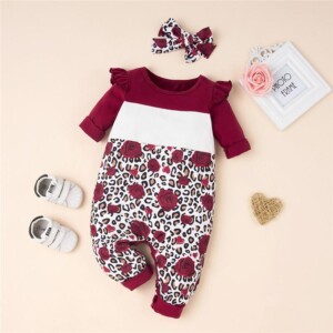 2-piece Floral Pattern Jumpsuit for Baby Girl