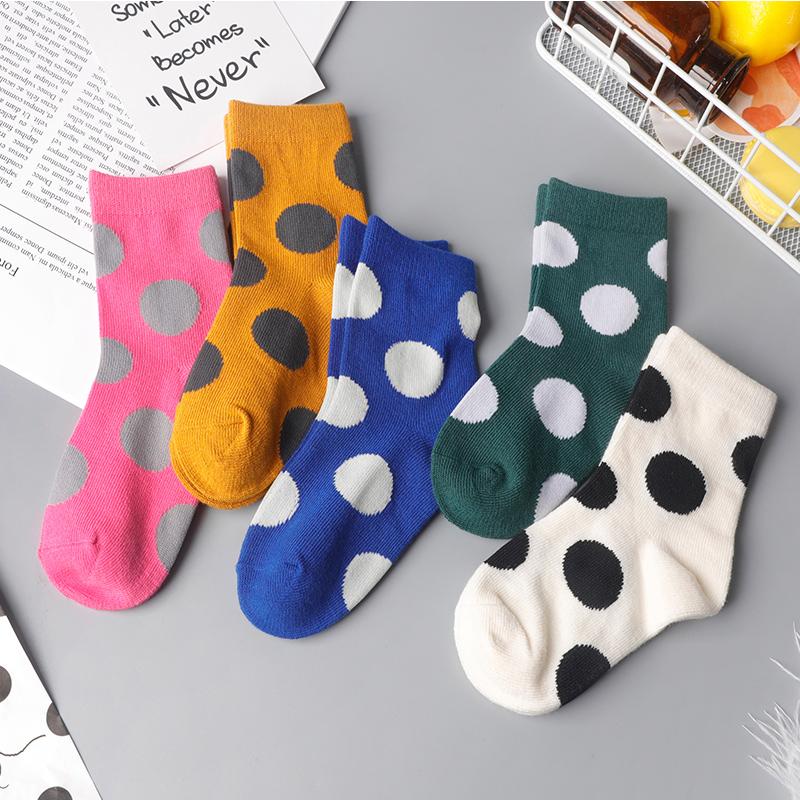 5-piece Polka Dot Pattern Knee-High Stockings for Unisex