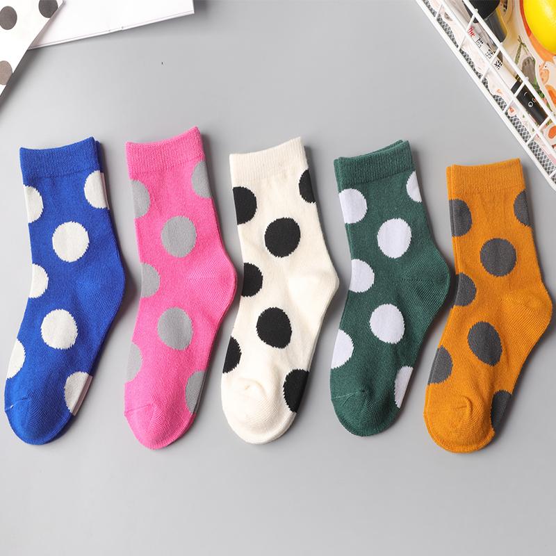 5-piece Polka Dot Pattern Knee-High Stockings for Unisex